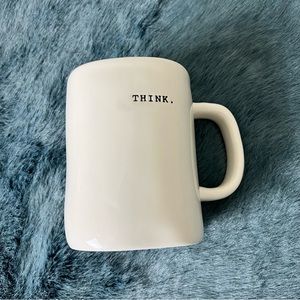 Rae Dunn for Magenta think mug typewriting font